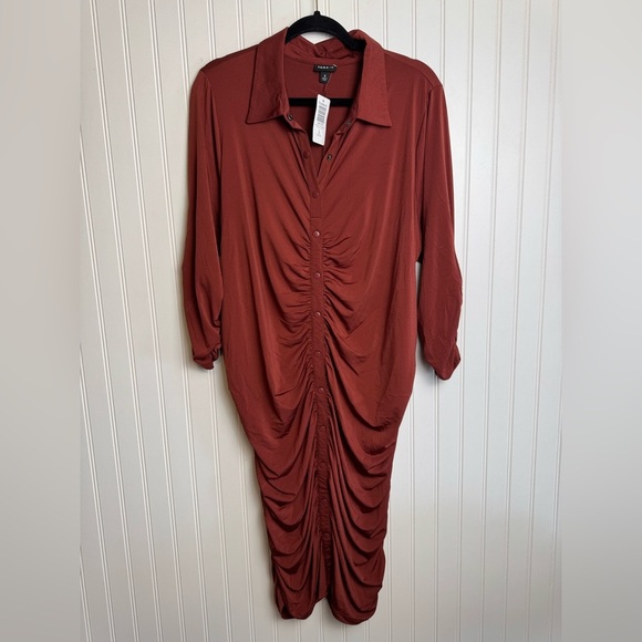 Torrid shirred knit shirt dress knee length rust color size 3X I31 - Picture 5 of 11
